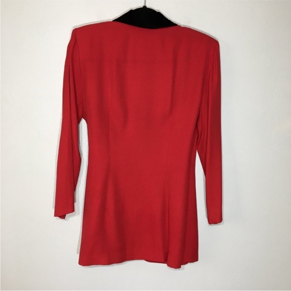 Vintage 80s 90s Red Wrap Top with Velvet Lapel, Christmas - Picture 5 of 10